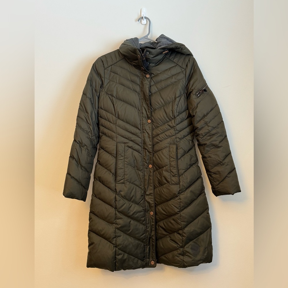 Small Women’s Marc New York Down Filled Winter Puffer Coat In Olive Green ￼